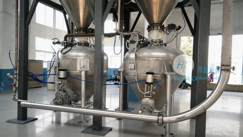 Systém pneumatického přenášení urea granulí Systém pneumatického přenášení urea granulí